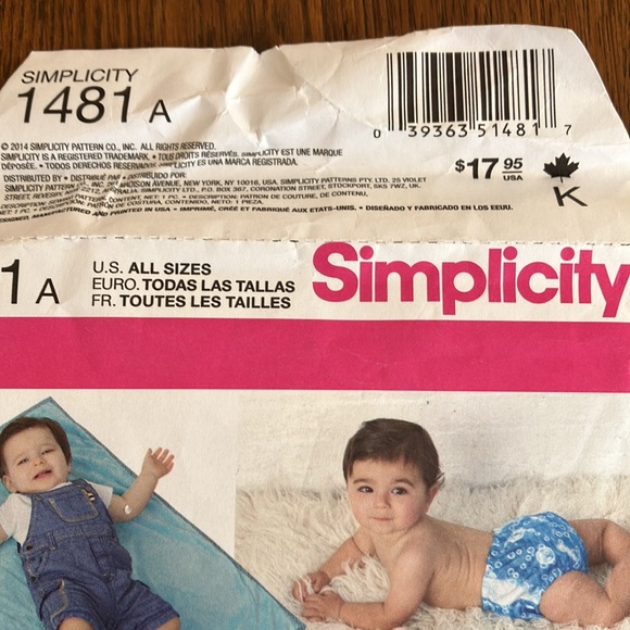 Uncut 1481A Simplicity pat. Many options:swim diaper/neckroll/strollercover&more - Picture 2 of 3